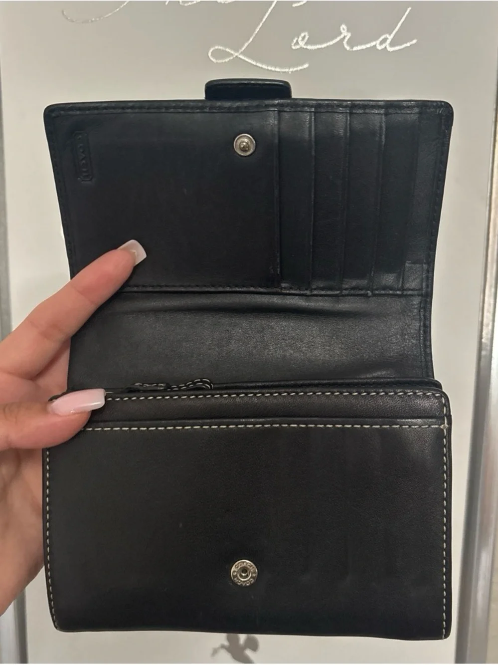 Coach Black Leather Wallet with Silver Buckle